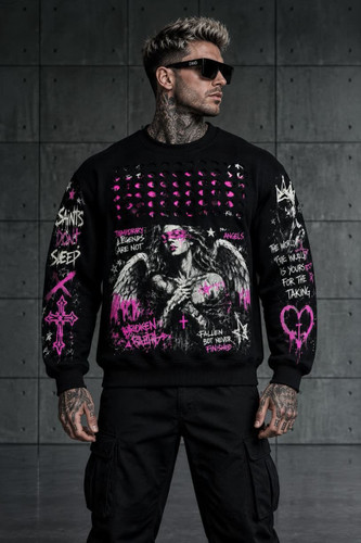 سویشرت پارچه سه نخ خارخورده کد131 مدل pink brand